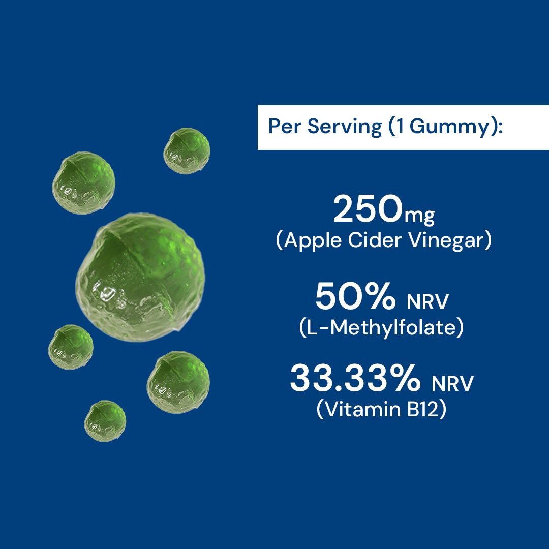 Green gummy vitamins with nutritional information