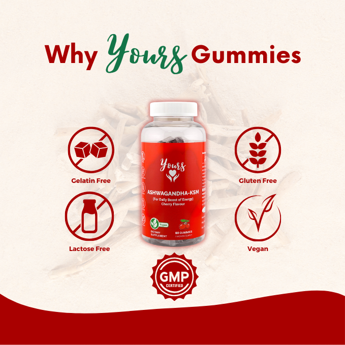 Yours Ashwagandha KSM Gummies - Daily Boost of energy