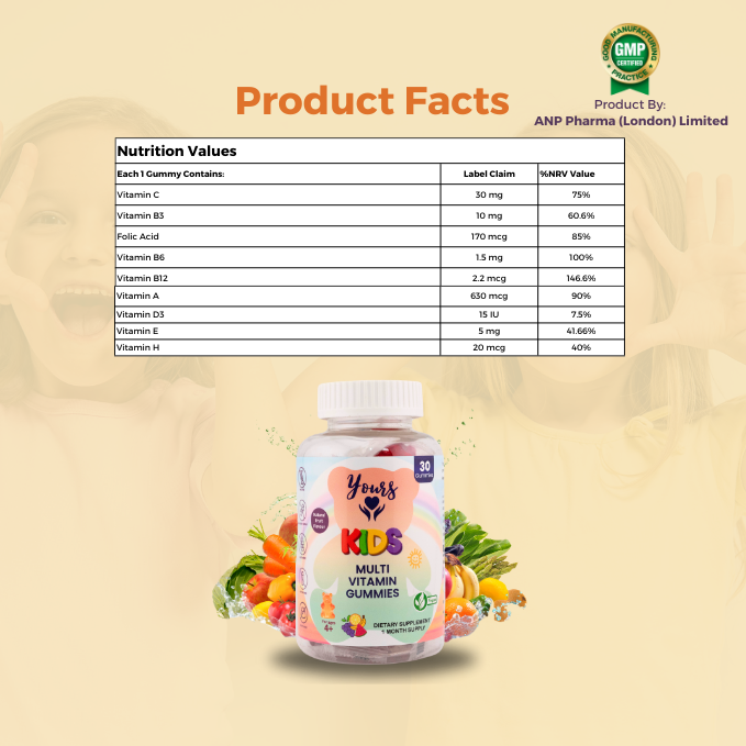 Yours Multivitamin Kids Gummies - Boosts Immunity System and Energy