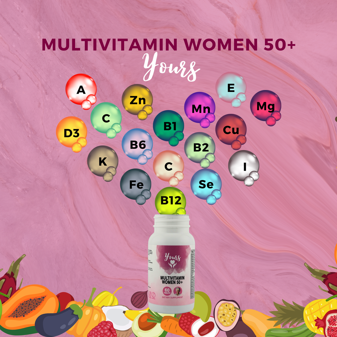 Yours Multivitamins Women 50+ Immunity and Bone health